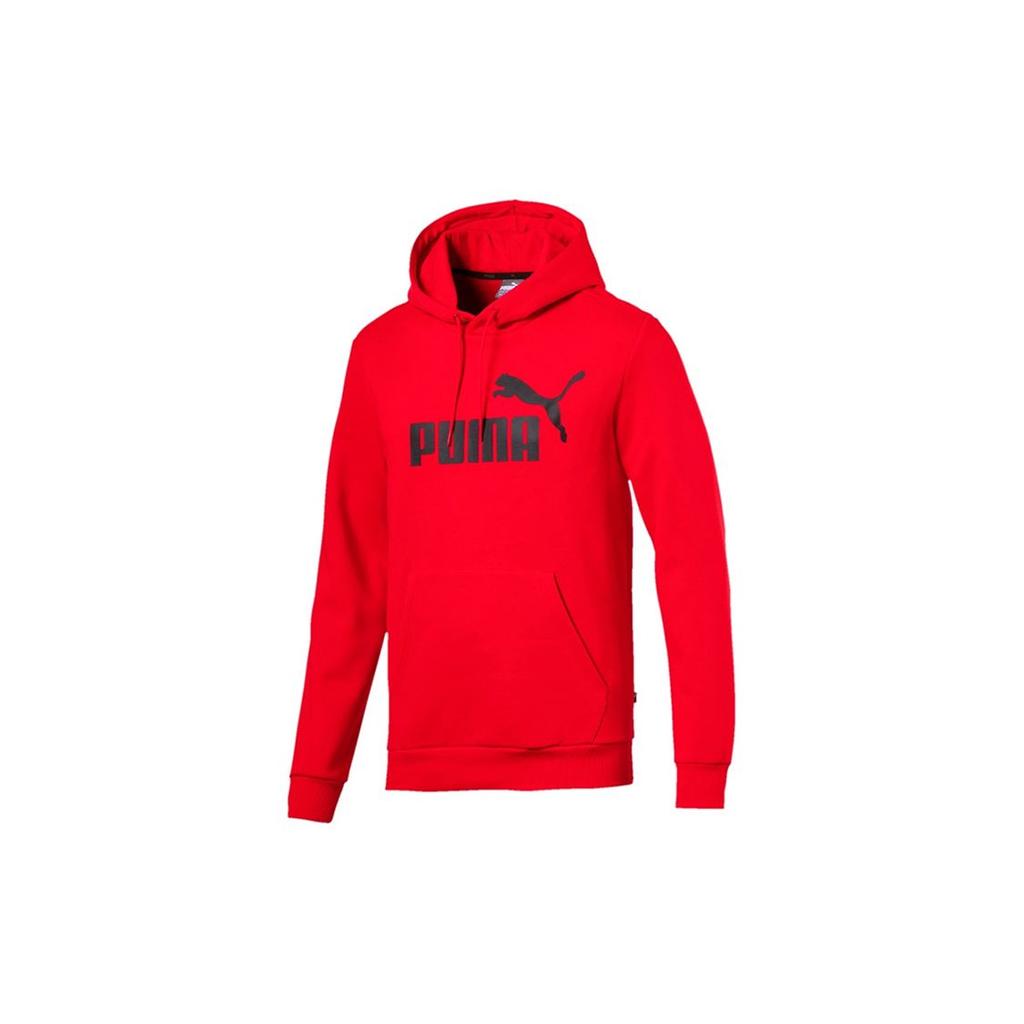 Puma Ležérní mikina s kapucí se stahovací šňůrkou, fleecovou podšívkou a potiskem Pánské mikiny Červená 851743-05