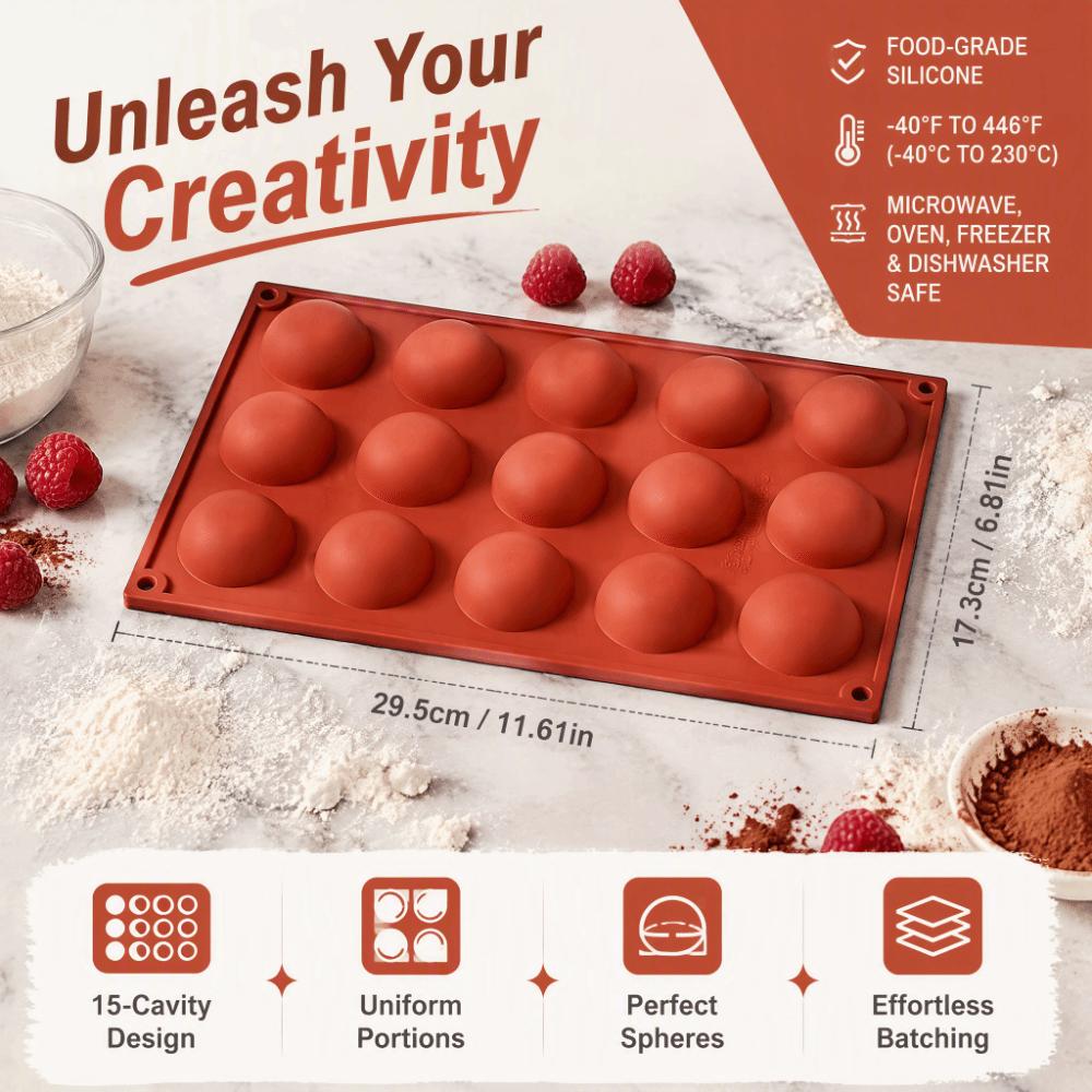2pcs BPA Free Chocolate Truffle Mold 15 Cavity Candy Mold Small Dome Baking Mold  Chocolate Mousse