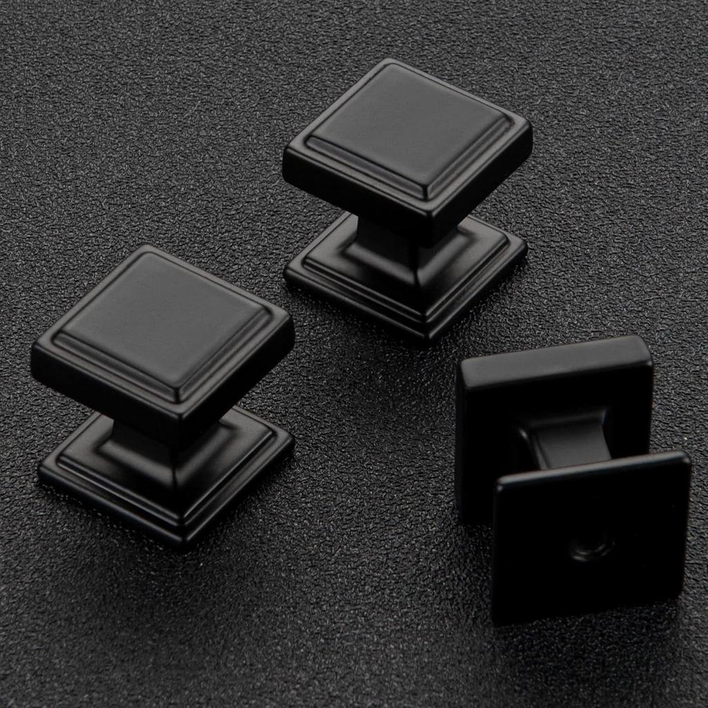 Home Expert Black Cabinet Knobs 10 Pack Matte Black Square Knobs and Drawer Pulls for Kitchen Cabinets and Closet Door