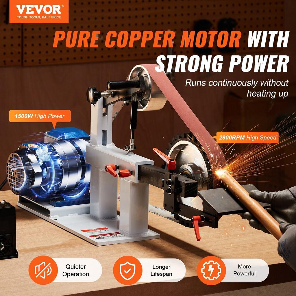 Belt Grinder Sander 72 X 2-Inch Variable Speed with VFD 3 Grinding Moulds