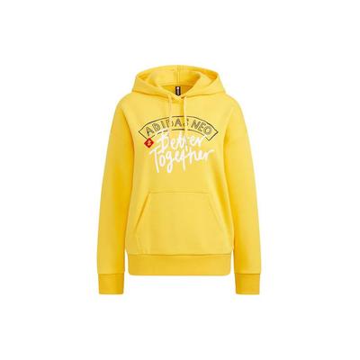 adidas Buchstabenprint Colorblock Langarm Hoodie Damen Hoodies Gelb HM7476