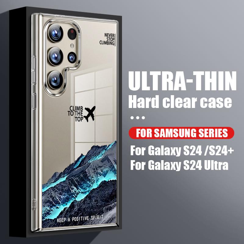 

Чехол Снежная Гора Самолет для Samsung Galaxy S26 S25 S24 Ultra S23 S21 FE S22 Plus A53 A54 A34 A15 A25 A35 A55 A26 A36 A56 5G Тонкий Прозрачный Жесткий Чехол Samsung S26 Plus прозрачный