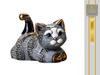 Figurka Ceramiczna Pasiasty Kotek Odpoczywający Ręcznie Malowana Ozdoba