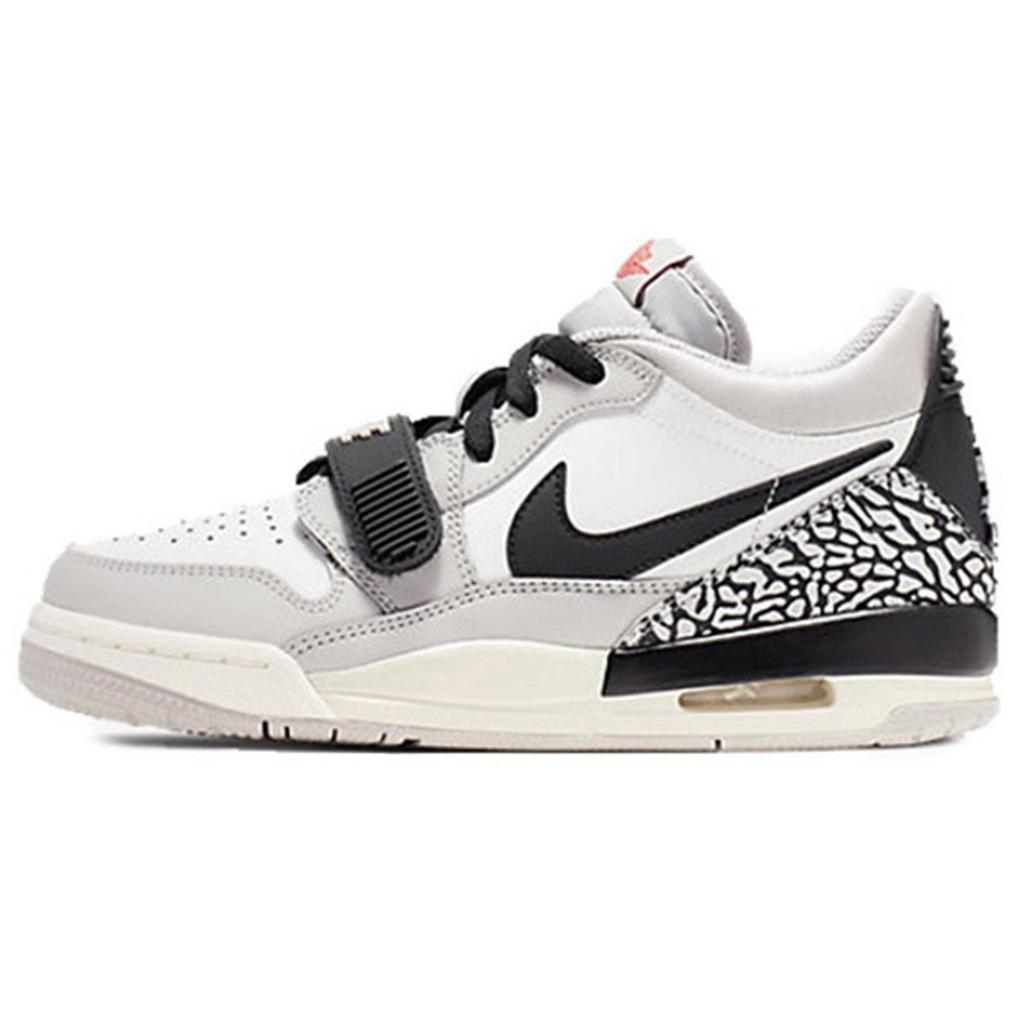 Jordan Legacy 312 Leather Cushioning, Wear Resistant Low top Vintage Basketball Shoes GS Black White Gray CD9054-101(Team414-)