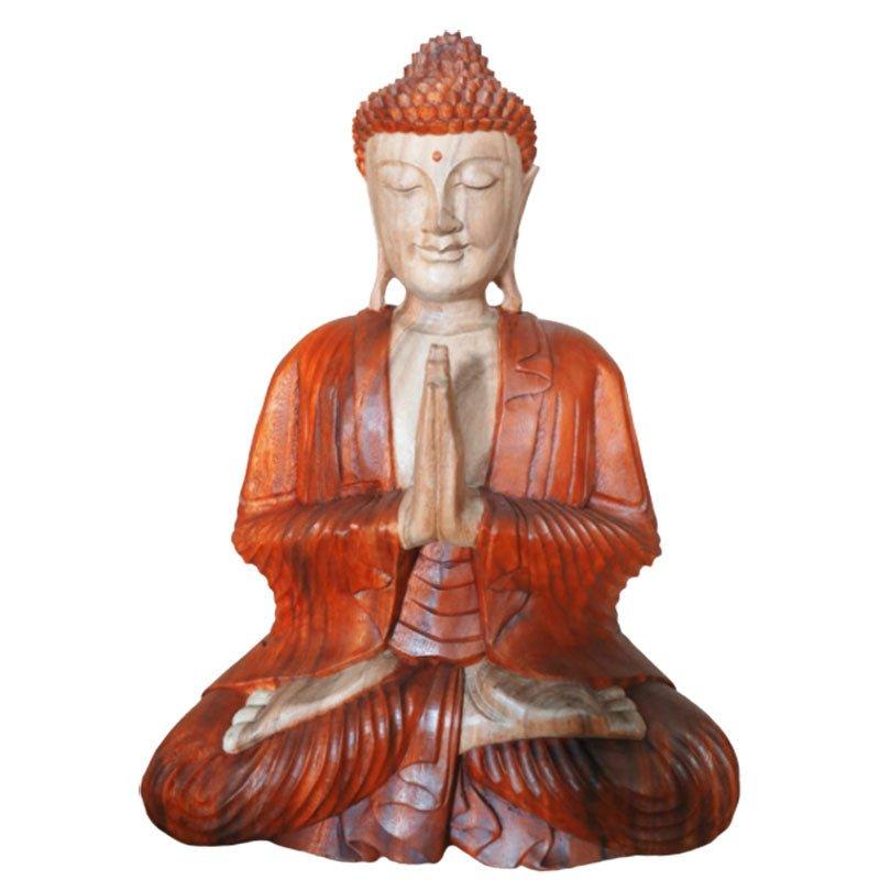 Buddha Statue Hand Carved Suar Wood 30cm