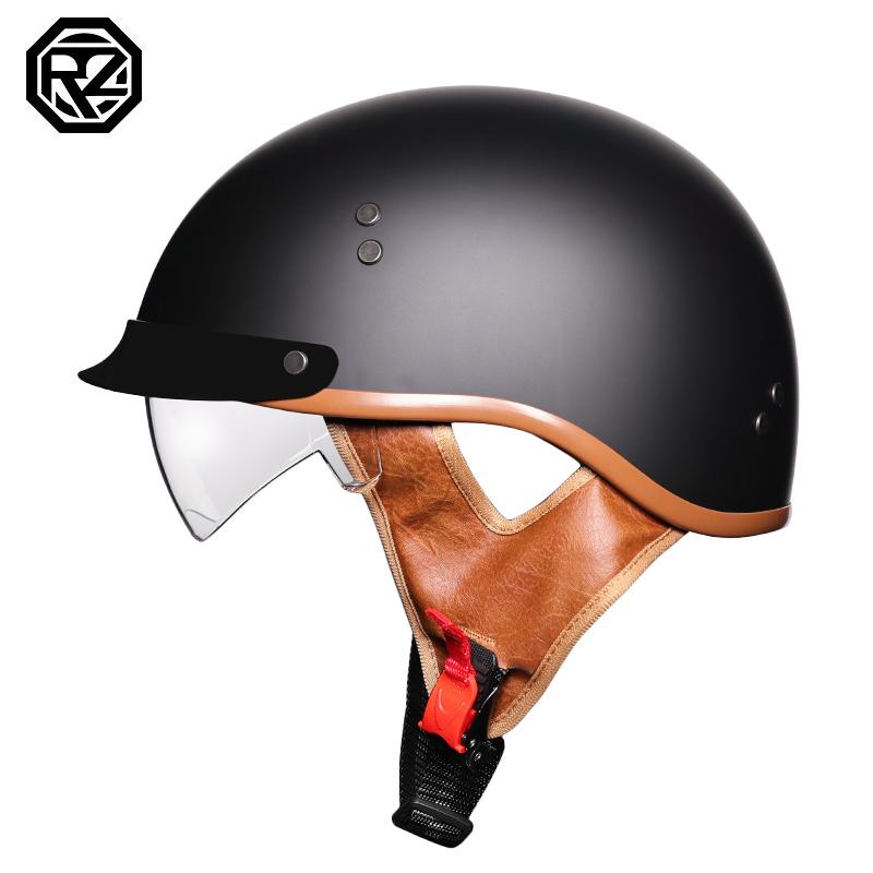 Motorcycle helmet retro German half helmet jet 2/1 helmet with built-in transparent lens DOT approved