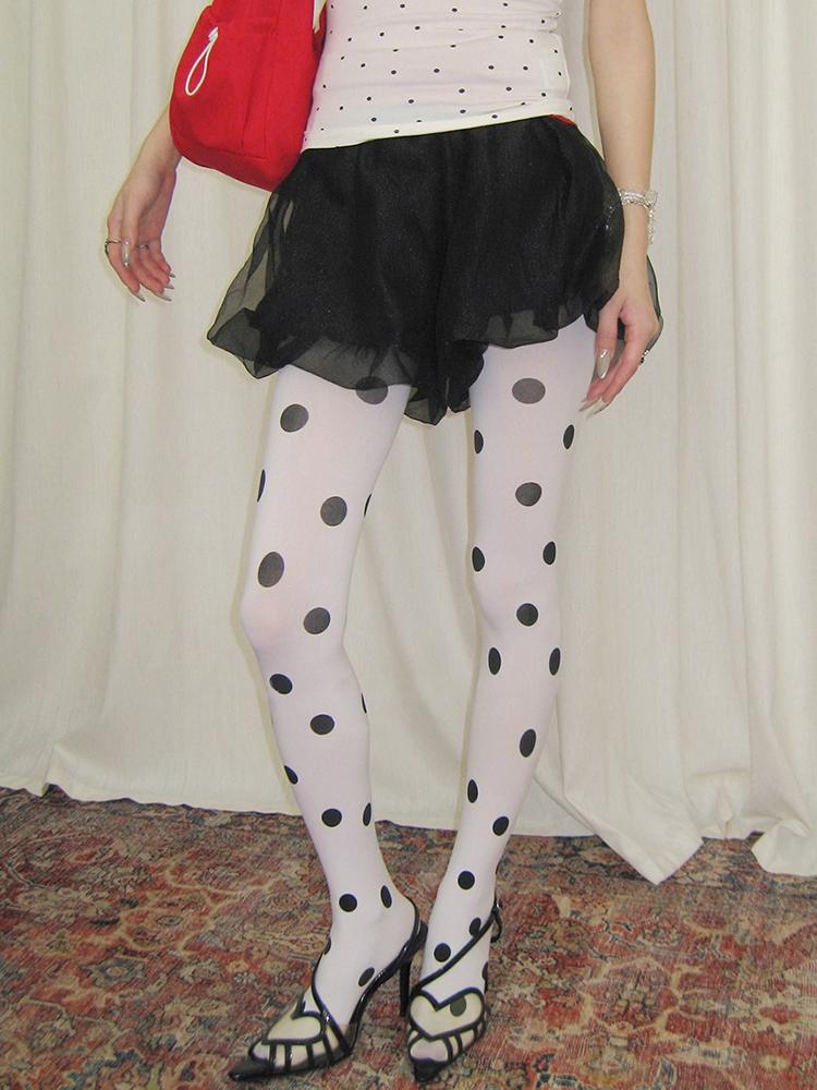 Vintage Women's Pantyhose Fashion Sexy Crash Tights Spring Autumn Polka Dot Stockings Super Elastic Bottoms Y2k Female