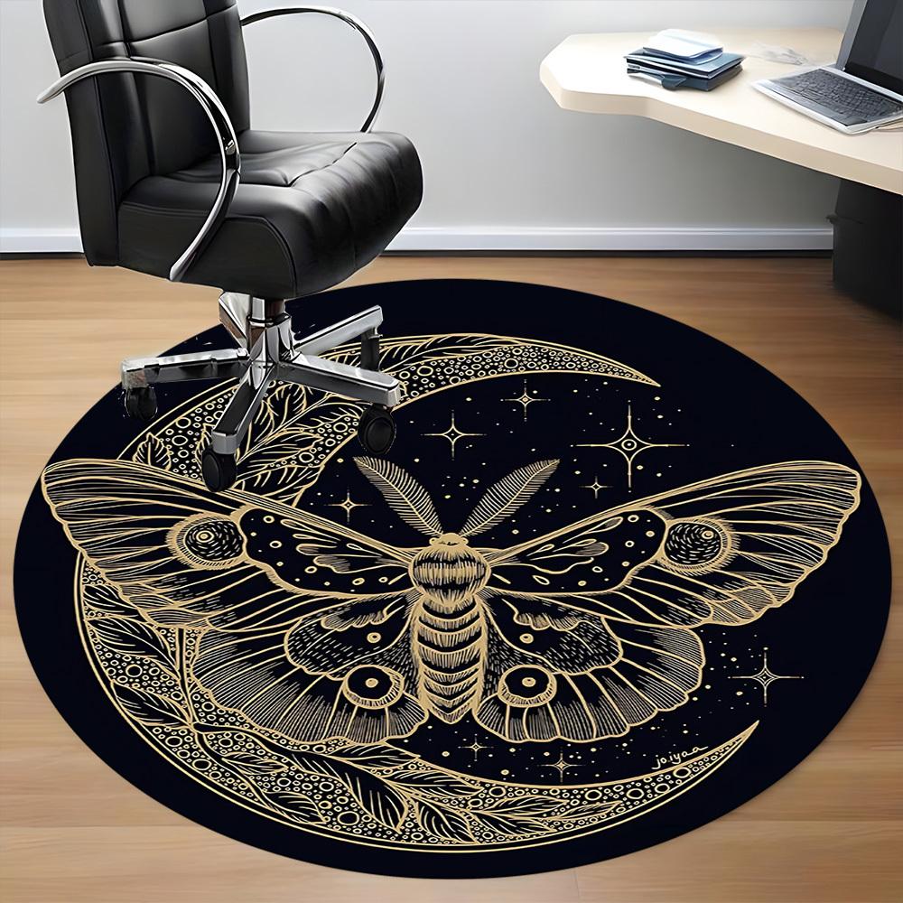 1pc Moth Crescent Moon Carpet, Round Non Slip Durable Large Size Office Carpet, Suitable for Office