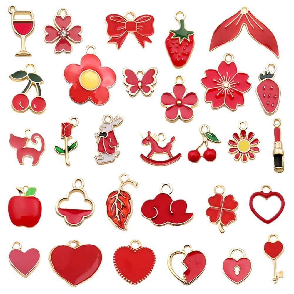 Mixed Color Cartoon Enamel Alloy Pendants for DIY Bracelets & Keychains