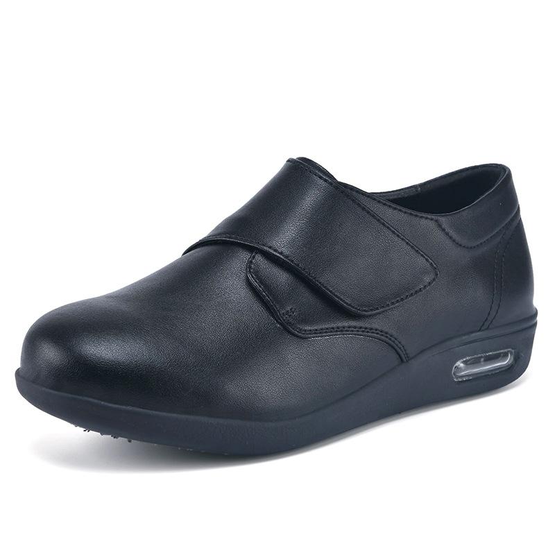 

Модная кожаная обувь для мужчин среднего и пожилого возраста, повседневная кожаная обувь на липучке, удобная и легкая 37 чёрный