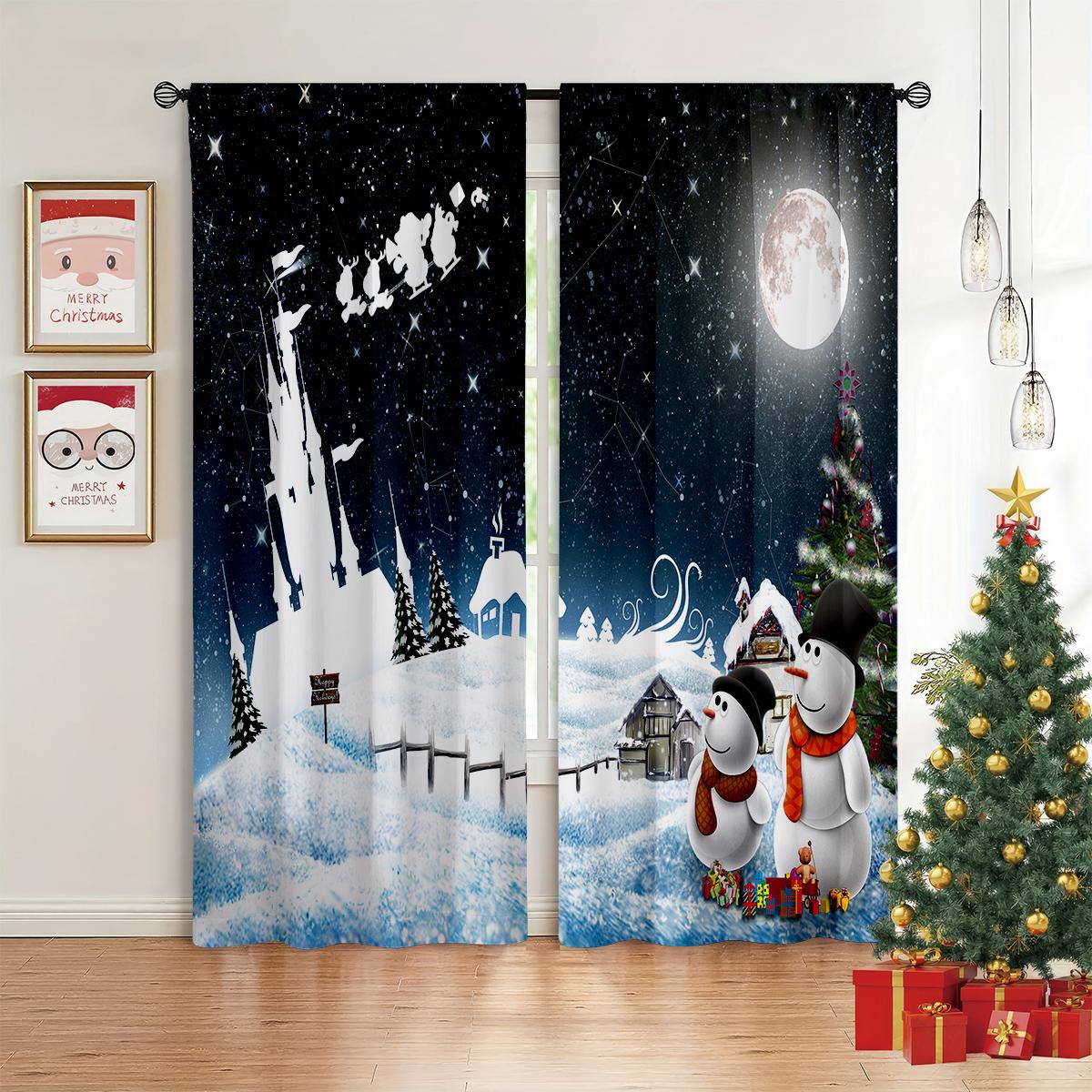 

The latest bedroom curtains with Christmas theme in are suitable for Christmas home decoration. Decor Home Decoration 50W60H(CM)X2PCS&Rod Pocket