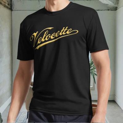 Nuova T-shirt Nera da Uomo con Logo Attivo Velocette Divertente Taglia dalla S alla 5XL