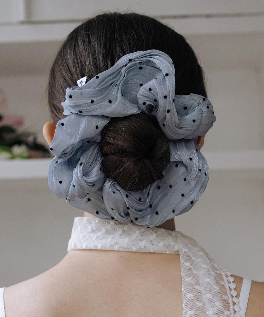 Has Hms001 Sheer Dot Ruffle Scrunchie