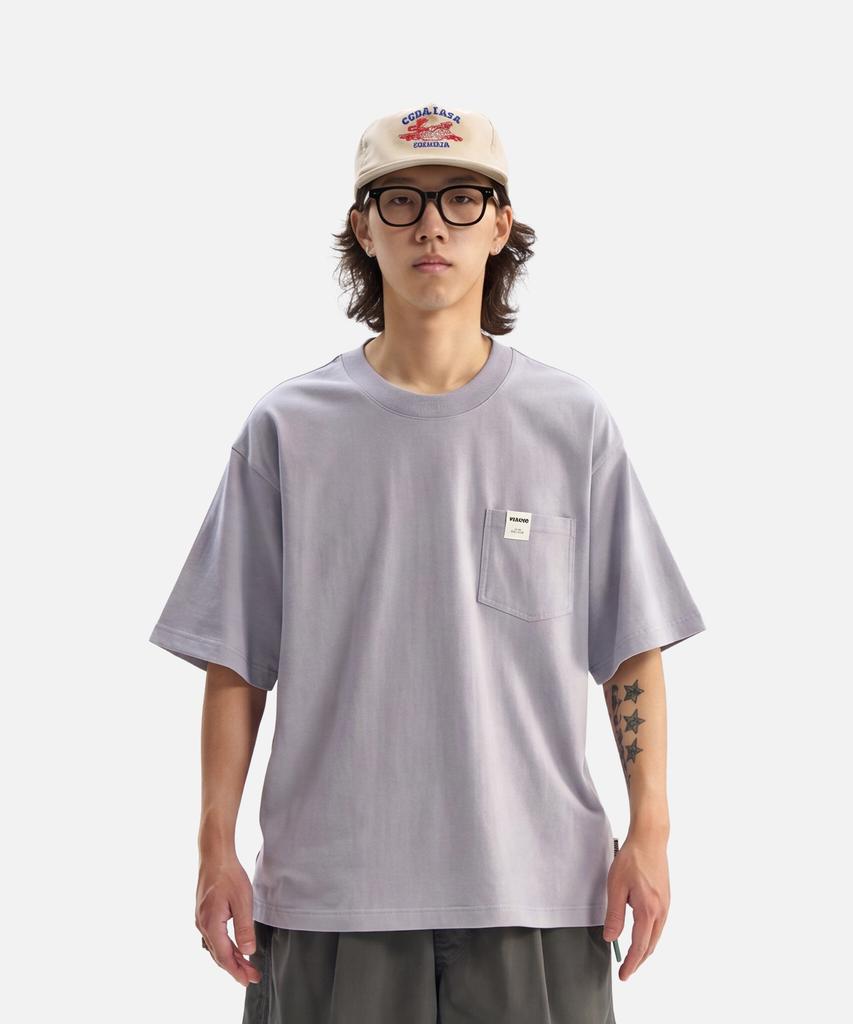 Mideueobdeiteu Vertical Ribbed Pocket Ss Tee Tee Purple