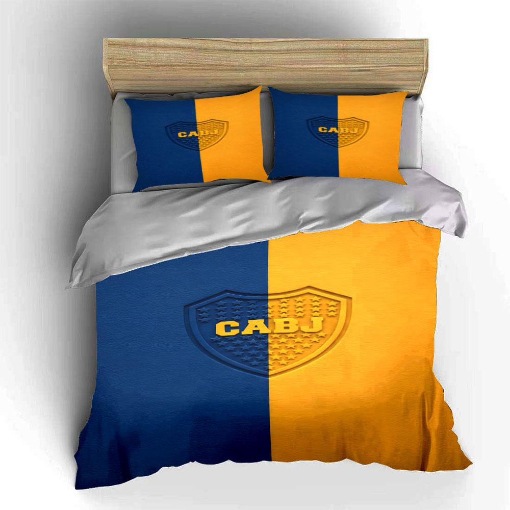 Blue-yellow split with "CABJ" Bedding sets Duvet cover sets Duvet covers Pillowcases(1 * Duvet Cover 2 * Pillowcases, without duvet insert)