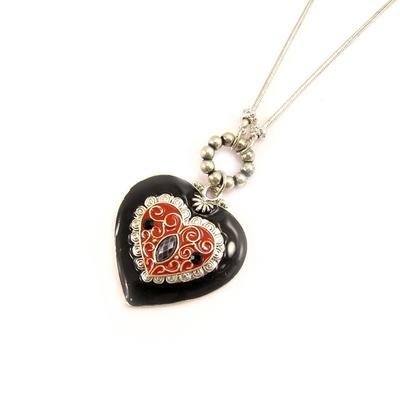 [E5765] - Designer-Halskette 'Coeur Clèves' Schwarz