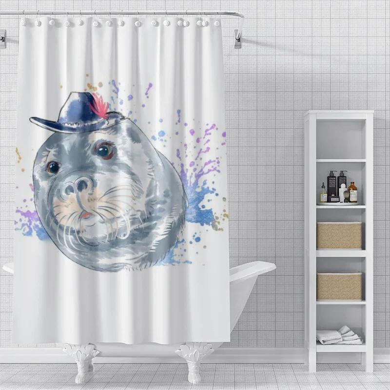 Home Shower Curtains For Bathroom Waterproof Fabric Bathroom Curtains Anime Animal Style Modern Shower Curtain 180X200 90X180
