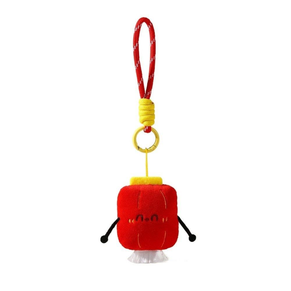 Lucky Ingot Red Lantern Bag Pendant Calabash Plush Keychain Spring Festival Ornament  Household Style B