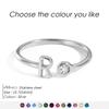 EMANCO Birthstone Initial Custom Ring Open End Ring Stainless Steel Name Custom Jewelry Women's Ring