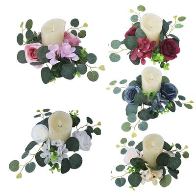American Spring Simulation Wreath Candle Ring Eucalyptus Wreath Valentine'S Day Manta Rose Candlestick Wreath