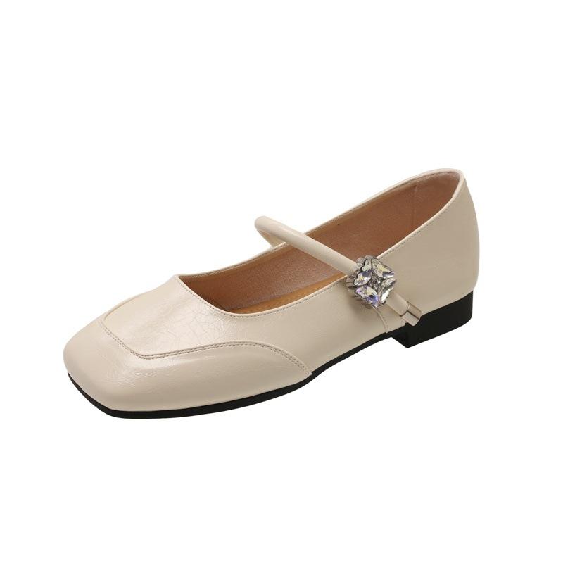 Shallow single shoes women's 2025 summer new versatile soft sole Doudou golden ballet Mary Jane small leather shoes