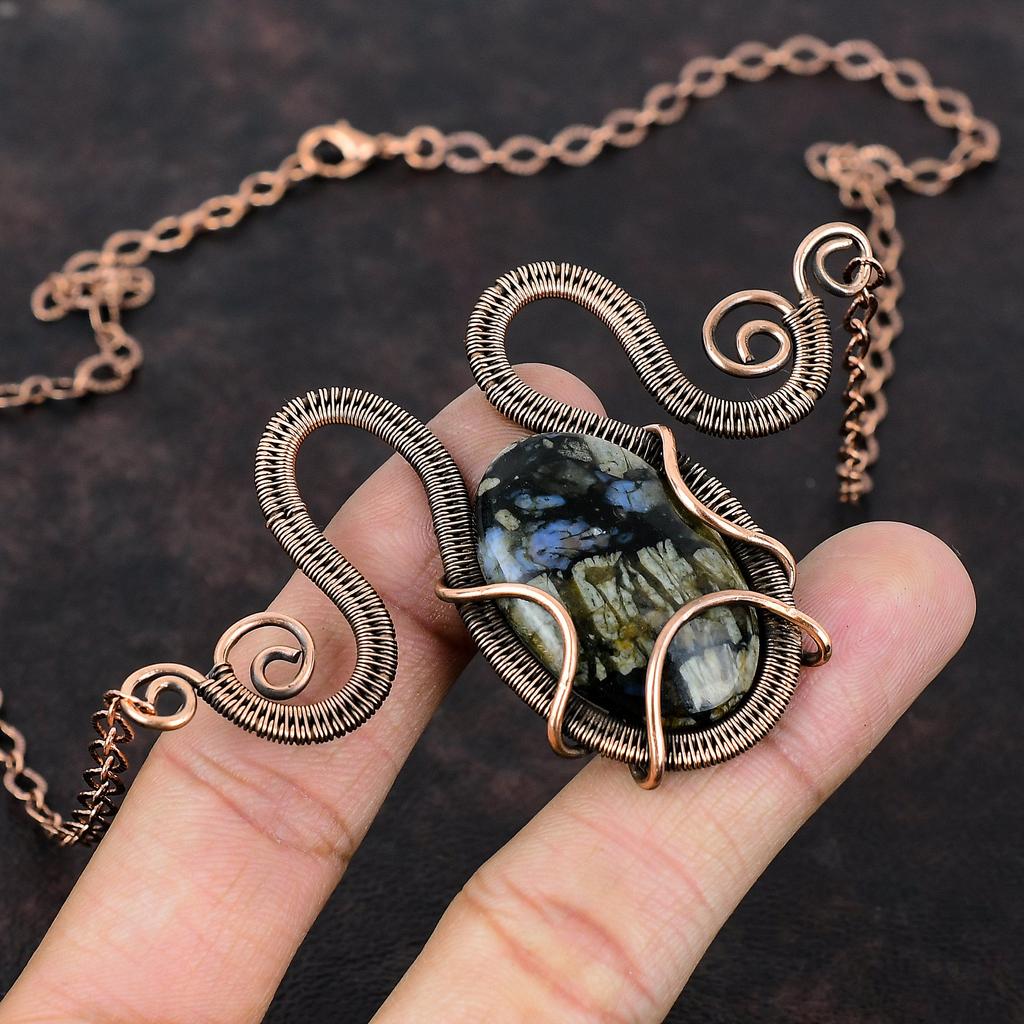 Que Sera Necklace Copper Wire Wrapped Necklace Natural Gemstone Necklace Handmade Adjustable Necklace Copper Wire Wrap Jewelry Wedding Gift