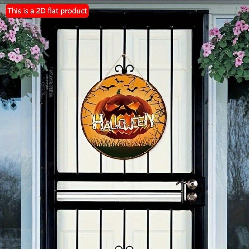 2d Flat 20*20cm, Halloween Home Decoration, Halloween Scary Pumpkin, Wooden Circular Decorative Logo, Creative Decorative Plaque, for Home, Kitchen