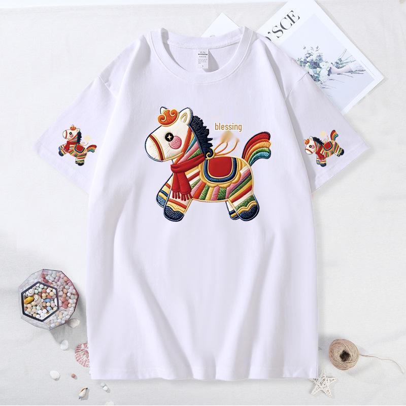 2026 Year of the Horse Festive Red Parent-Child T-Shirt for Family Gatherings