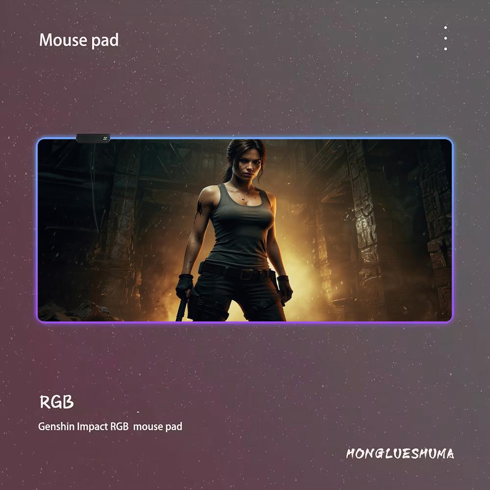 

Ігровий килимок для миші L-lara Croft RGB Ігровий килимок для миші Настільний килимок HD Геймерський Великий LED-підсвічування XXL Килимки для миші RGB1000x500x3mm