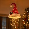 Lighted Santa Hat Pendant Light Hanging Chandelier with LED Bulbs Christmas Holiday Festive Decorative Ceiling Fixture for Home Party Seasonal Indoor