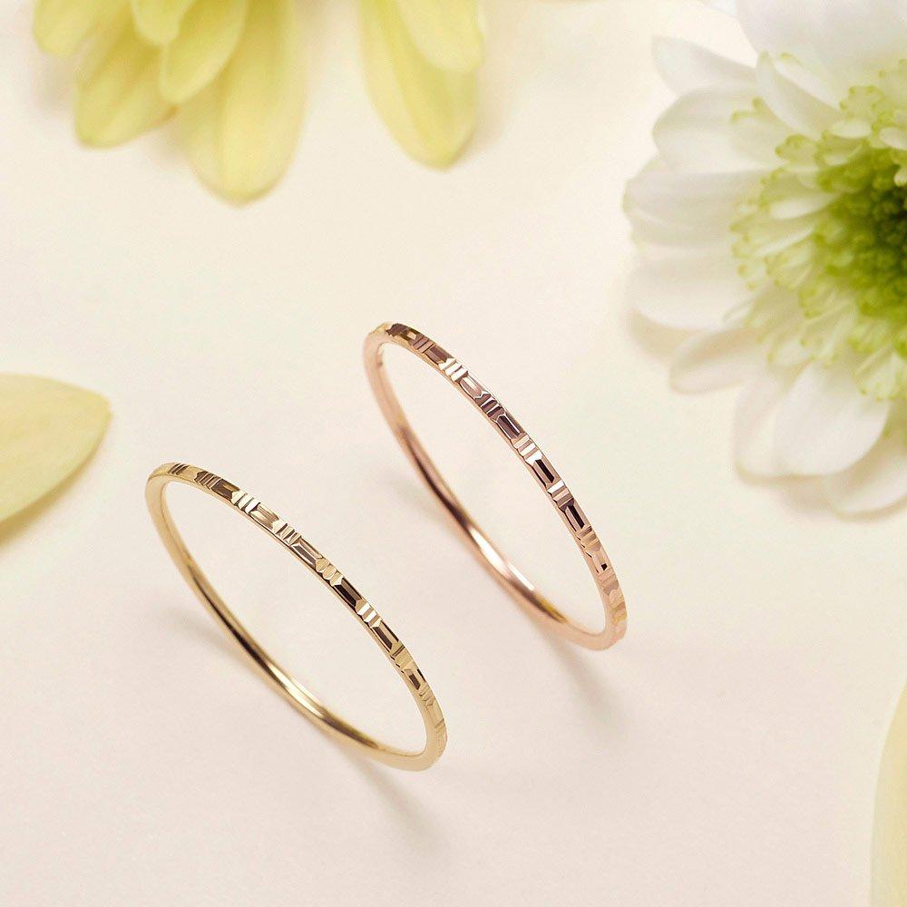 14K Layered Friendship Ring Comb-Cut Slim