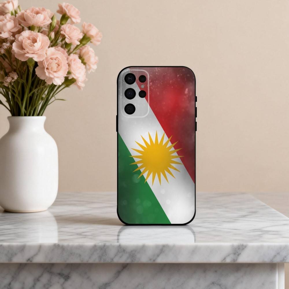 K-Kurdistan-N F-Bandiera-G Custodia per Telefono Per Samsung S25,24,23,22,30,21,10,9,Ultra,Plus,Lite,FE,4,5 G Custodia Nera Morbida