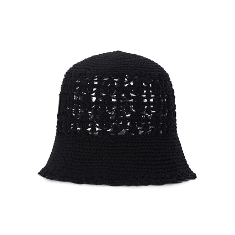 VARZAR VA Plate Crochet Bucket Hat Black