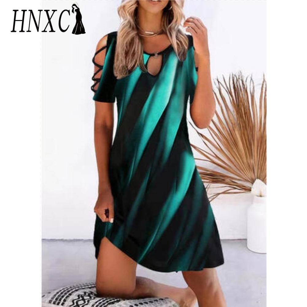 HNXC 13 Color Women Floral Print Dress Summer Sexy Short Sleeve O-Neck Mini Dresses Female Vintage Elegant Dress