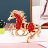 Wealth Horse Car Keyring Rhinestones-Encrusted 3D Zodiac Horse Design Key Chain Metal Charm Bags Keyring