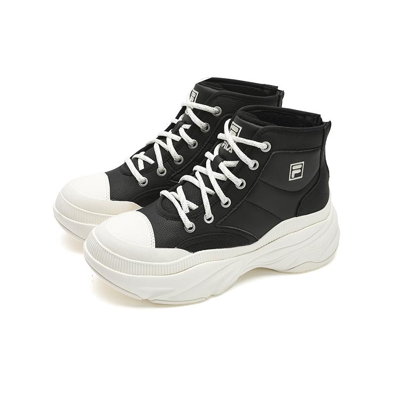 New FILA BREAD Wear Resistant Mid Top Chunky Sneakers Women's Black White F12W441114FBG
