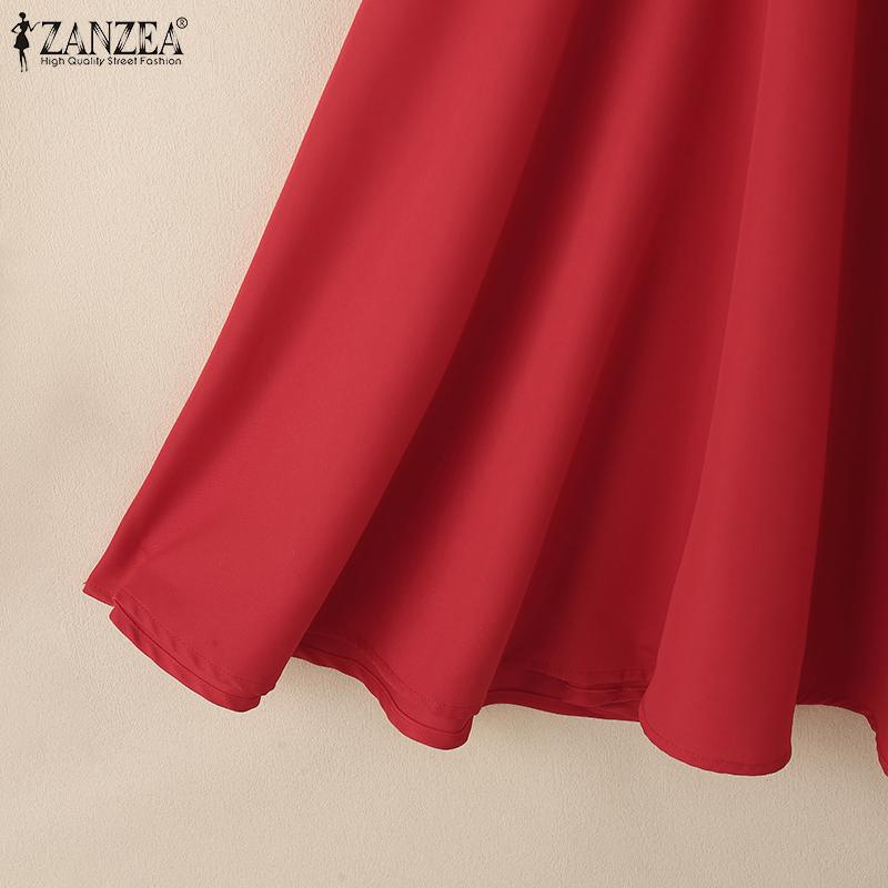 ZANZEA Women Summer Round Neck Casual Half Sleeve A-Line Dress