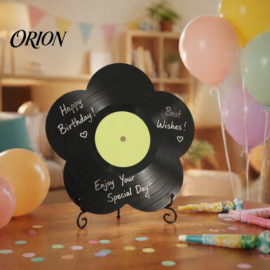 Handmade Keepsake Board Flower Vinyl Record Ornament, DIY Custom Board, with Guest Book Display Stand Design, Personalized Birthday Anniversary