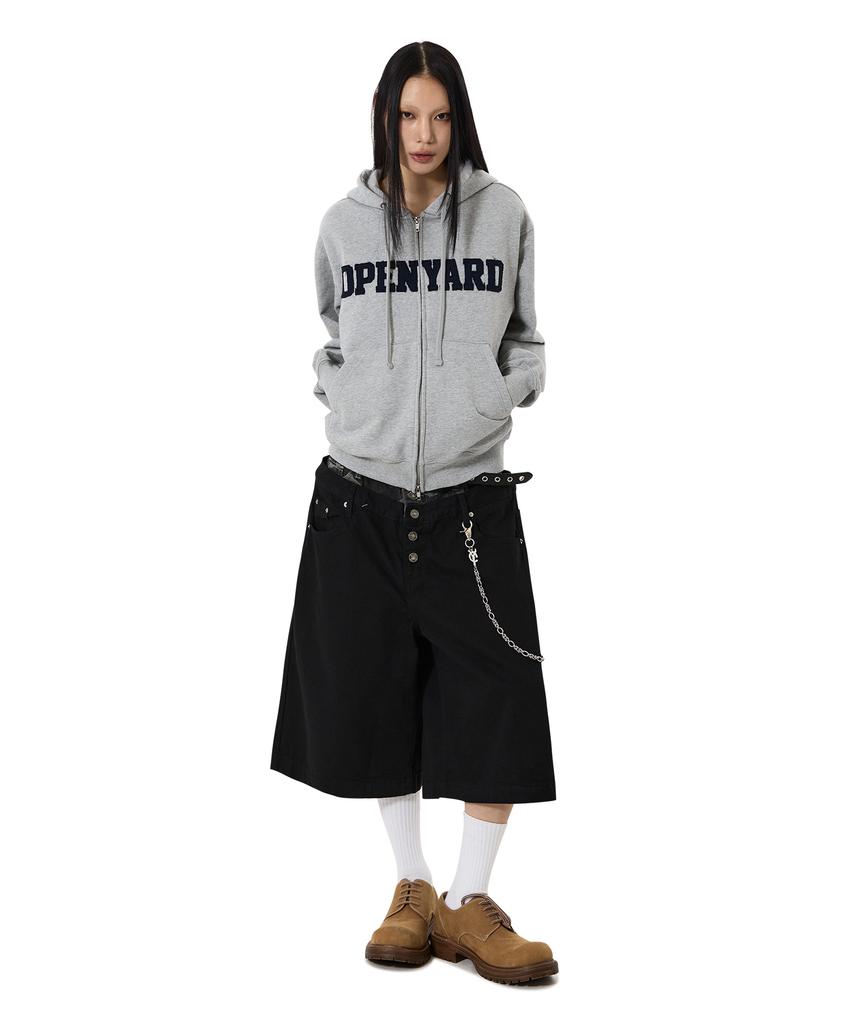Openyard(Oy) Raw Patch Hoodie Zip Up - Melange