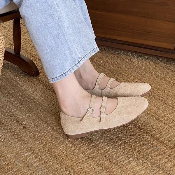 Leather Retro Mary Jane Soft-soled Beanie Shoes Women's Autumn 2025 Soft-soled Commuter Women's French One-word Buckle Shoes Tide