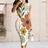 Women Plus Size Sleeveless Vest Midi Dress With Metal Ring Decorative On Left Neckline
