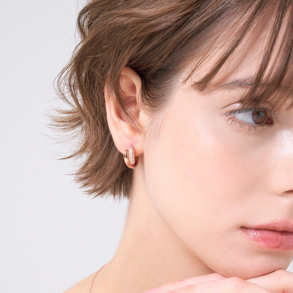 14K Gf Bling Half Stone One-Touch Earrings Elgpee573