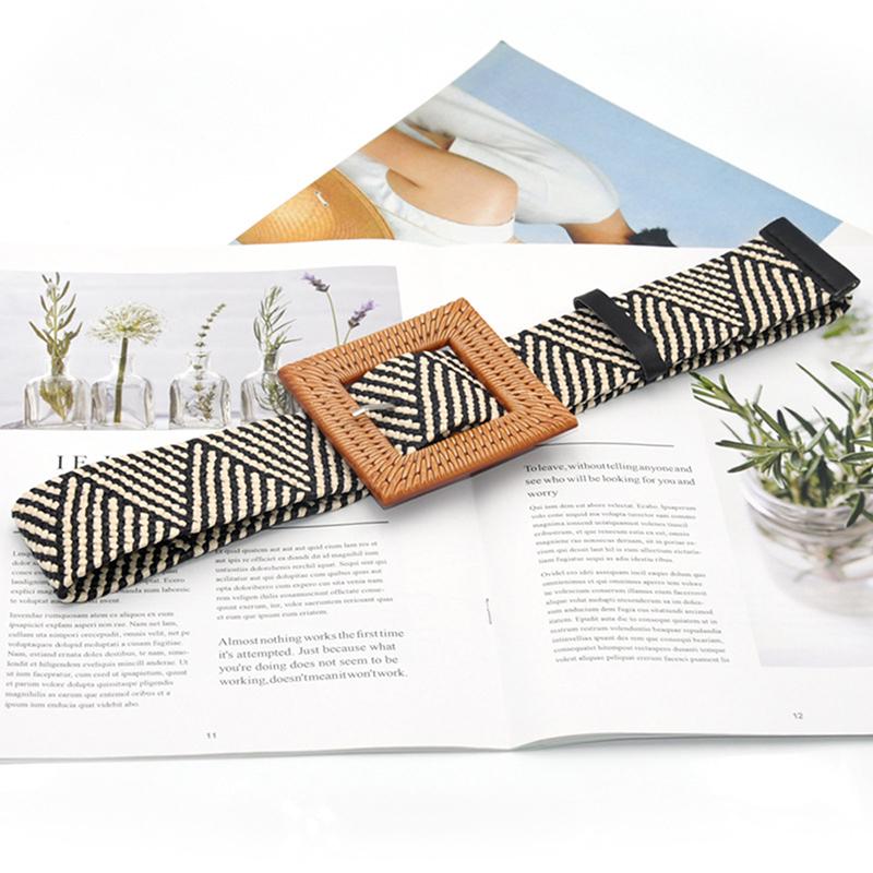 Vintage Breite Böhmische Gürtel Für Frauen Runde Holz Schnalle Geflochtenes Seil Gürtel Weiblich Lässig Häkeln Boho Kleid Taillenband