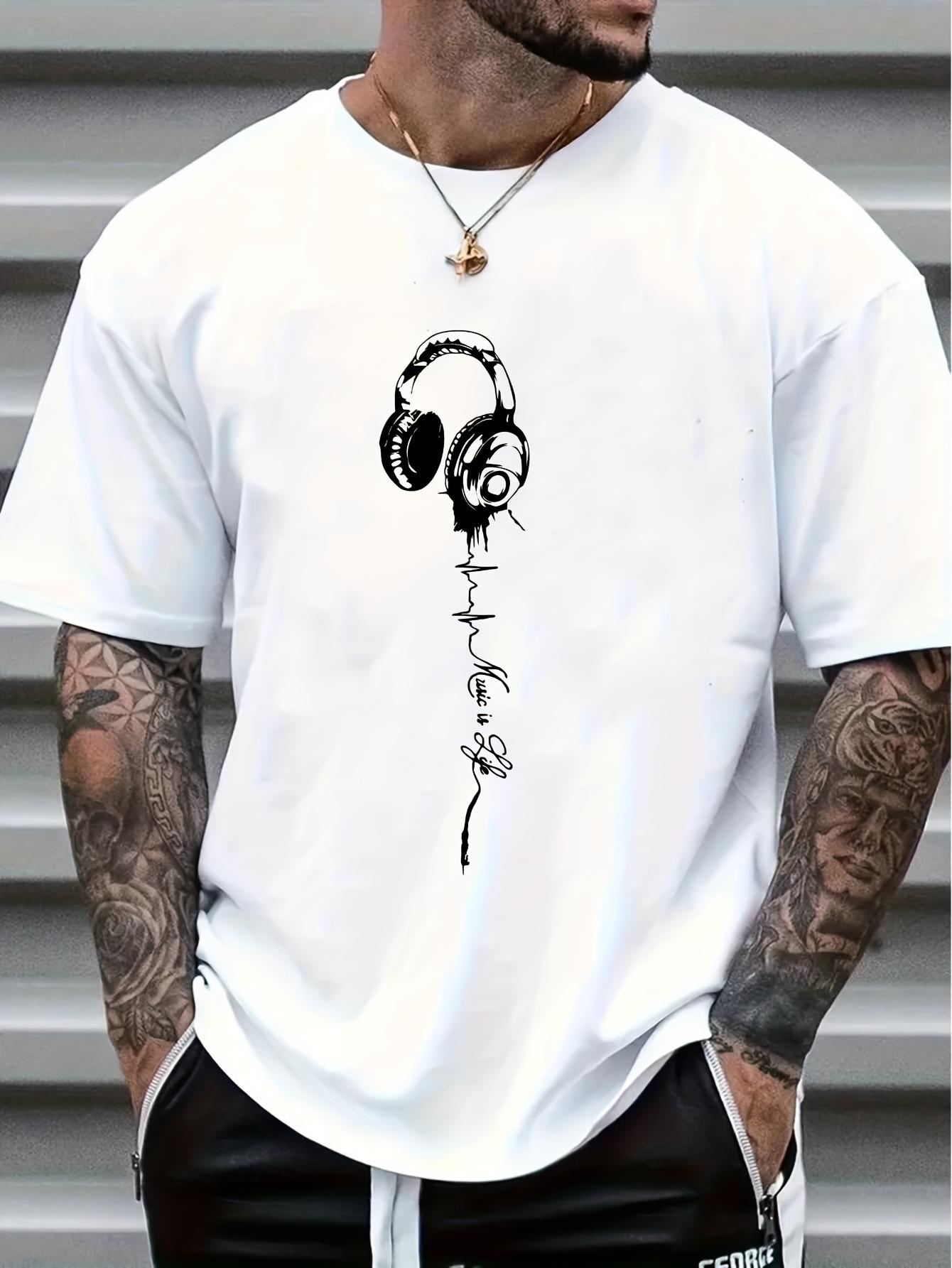 Mens summer printed short sleeved Tshirt top fashionable and comfortable S