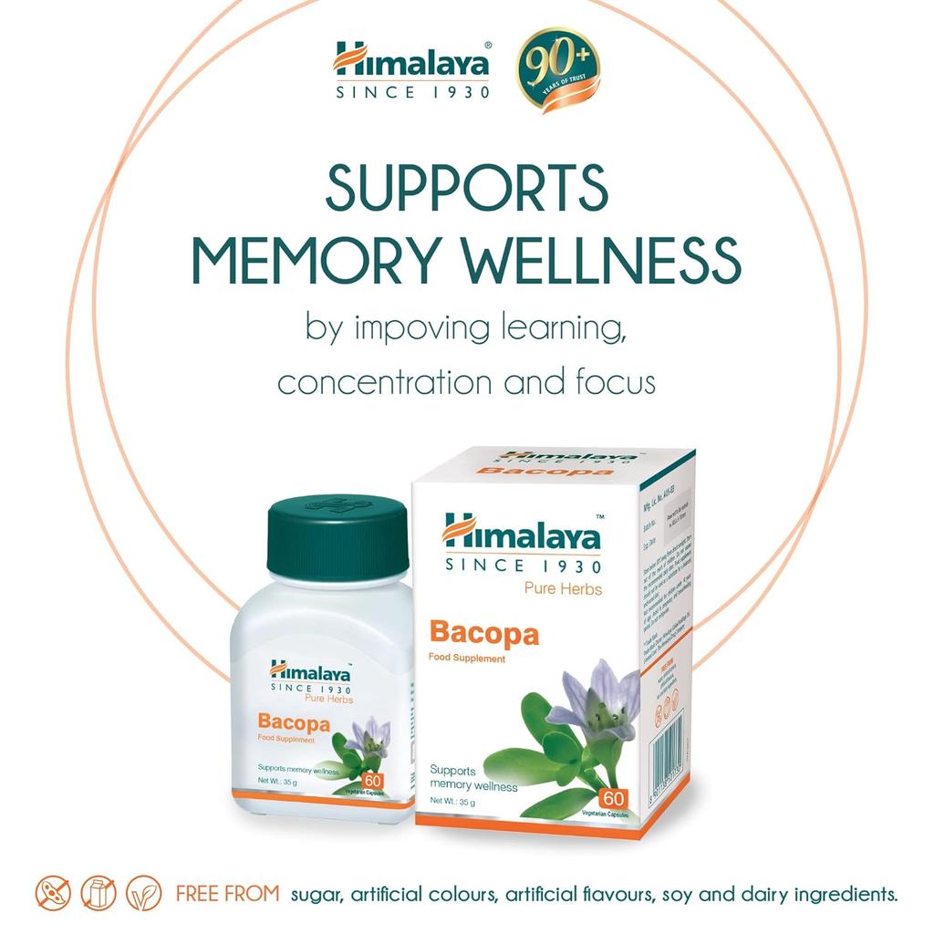 Himalaya Wellness Brahmi Tablets 60 Tablets Each Natural Mind Health Booster Pack of 2