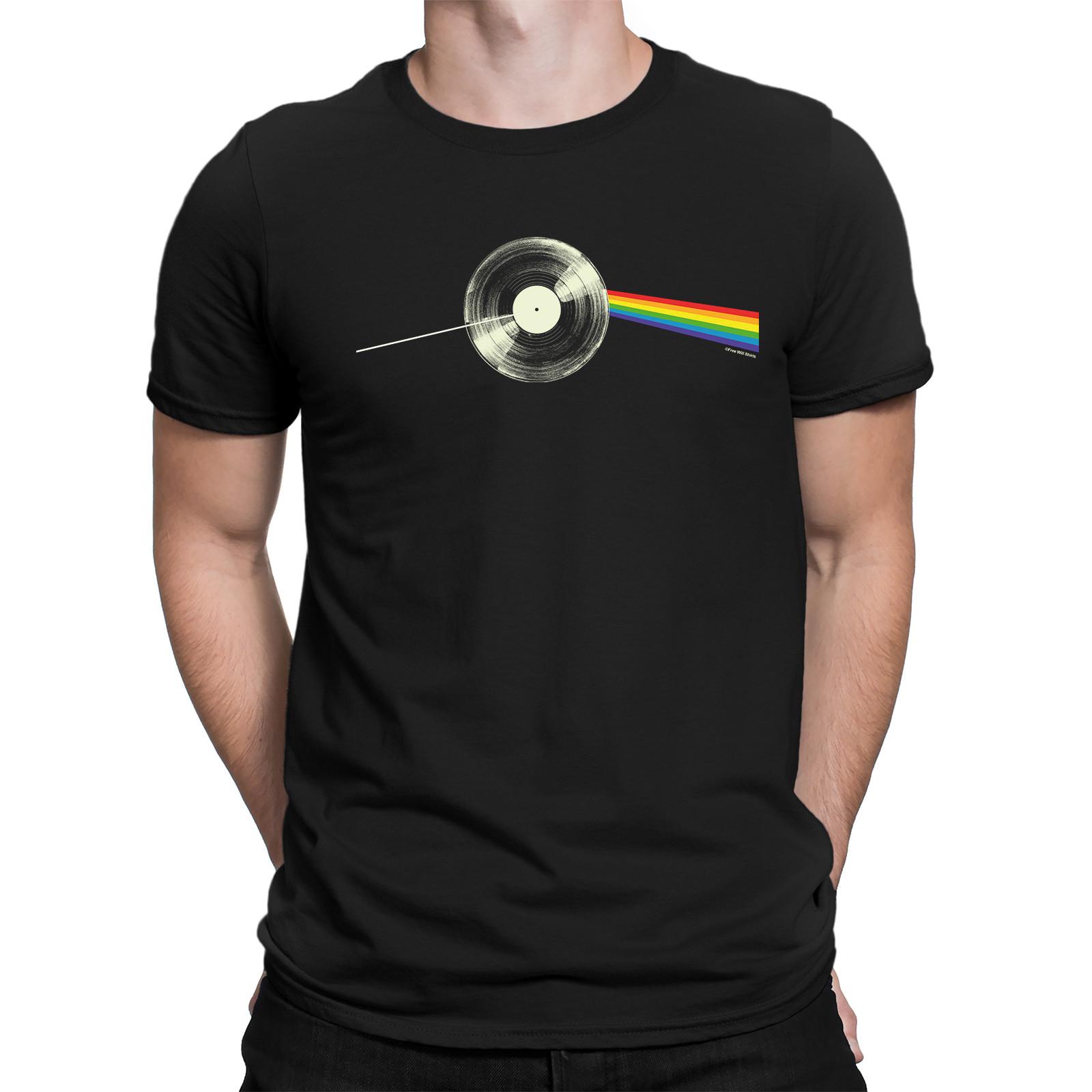 Mens Quality Cotton T-Shirt Dark Side Of the Vinyl Moon LP Record Music Gift S разноцветный