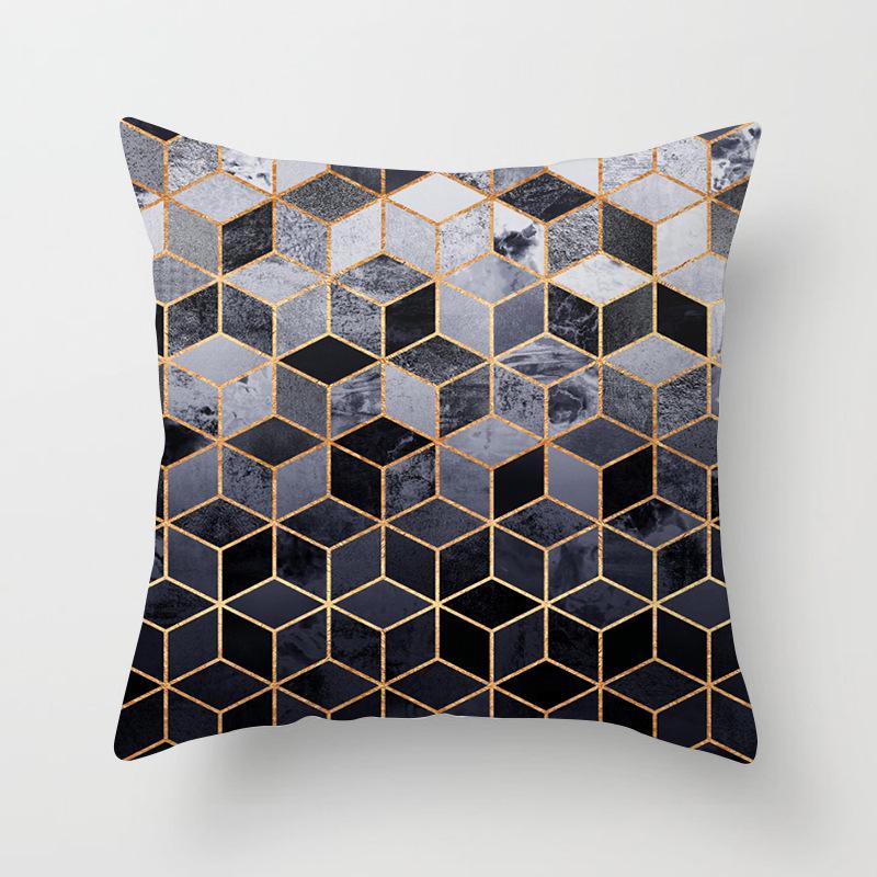 Simple Abstract Geometric Art Peach Leather Velvet Pillow, Fashionable and Comfortable Home Sofa Waist Cushion Pillow Cover