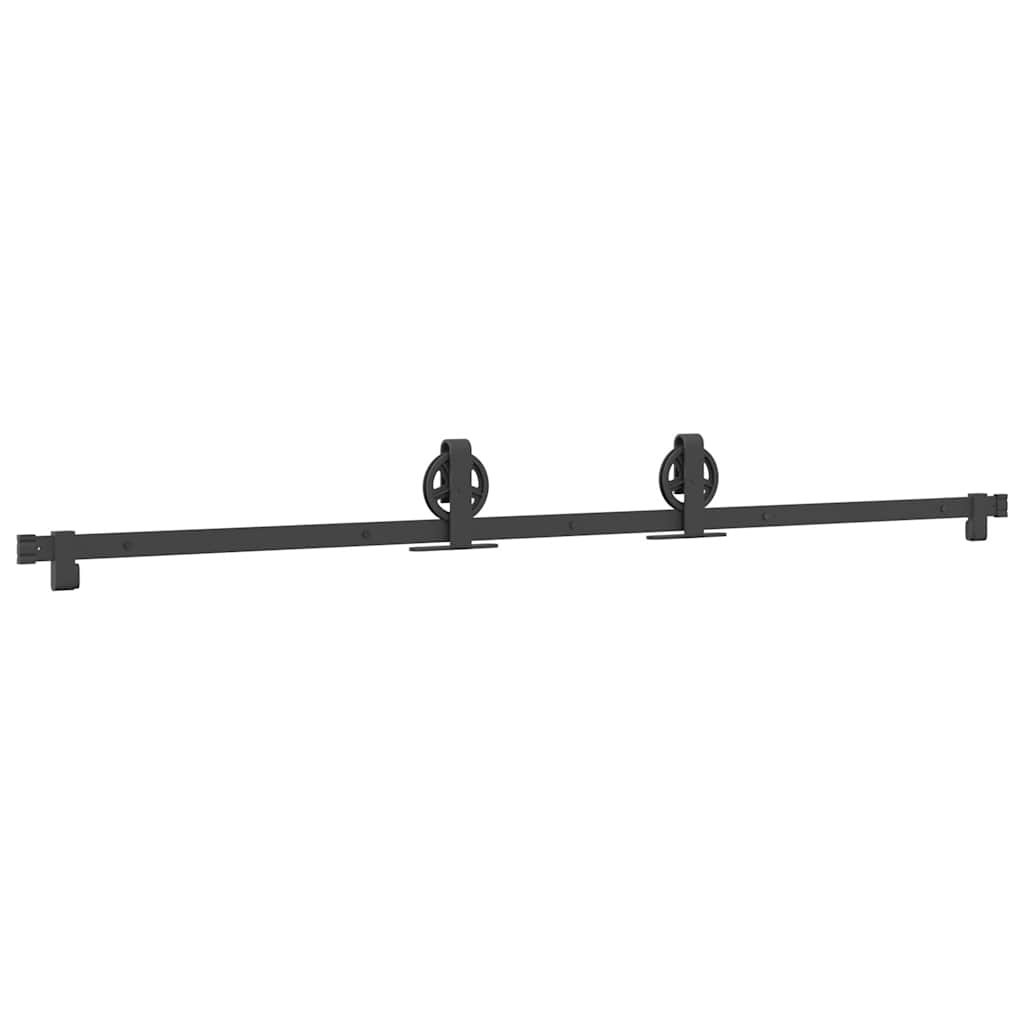 Vidaxl System for Sliding Door Installation, 200 Cm, Steel, Black
