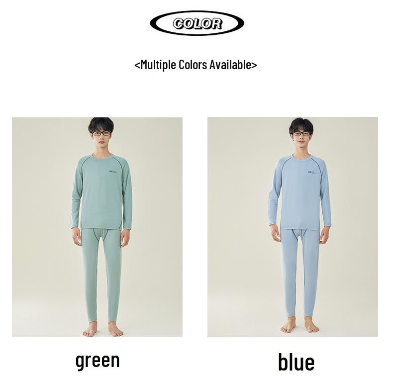 Herren Thermounterwäsche Set - Jugend Antibakterielle Baumwolle Wolle Pullover & Hose für Herbst/Winter