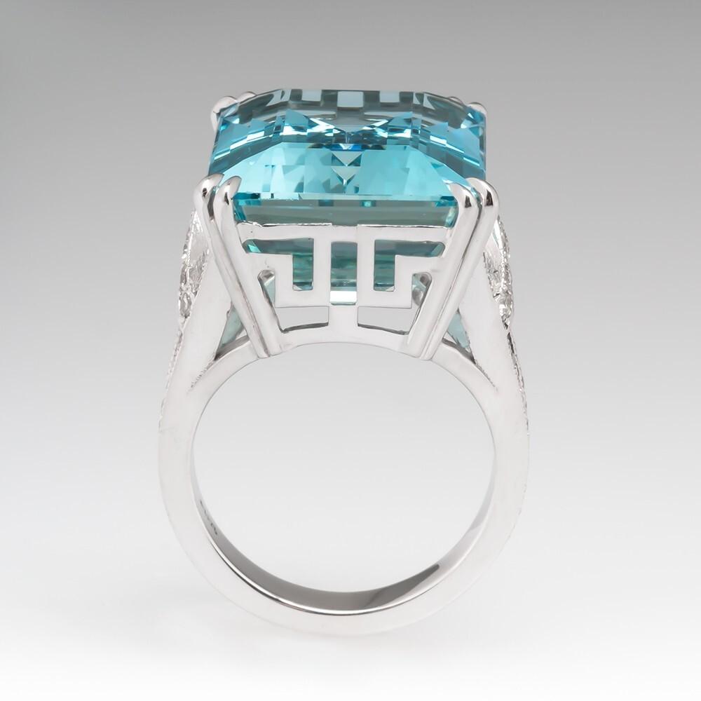 WOSIKATE Exaggerated Princess Square Blue Topaz Engagement Ring For Women Fashion Jewellery CopperPlated Finger Ring